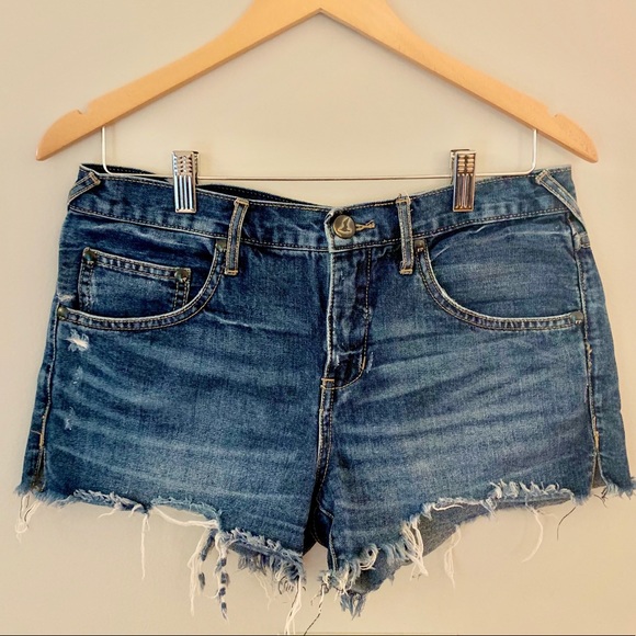 Free People Demin Raw Hem distressed Cutoff Shorts